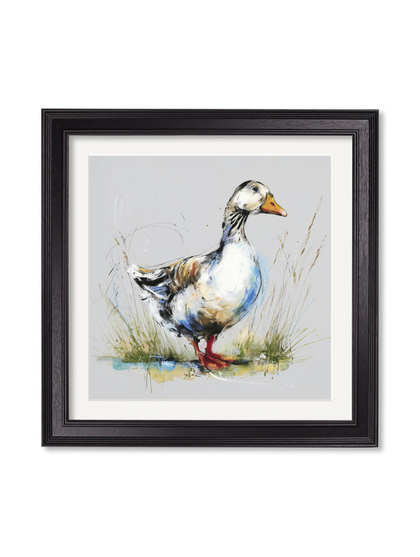 White Goose Cosy Sketch - Black Hurstwood Square Frame