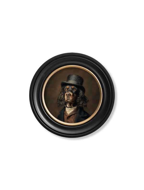 Duke Gordy of Tails - Gentleman Gordon Setter Oxford round frame