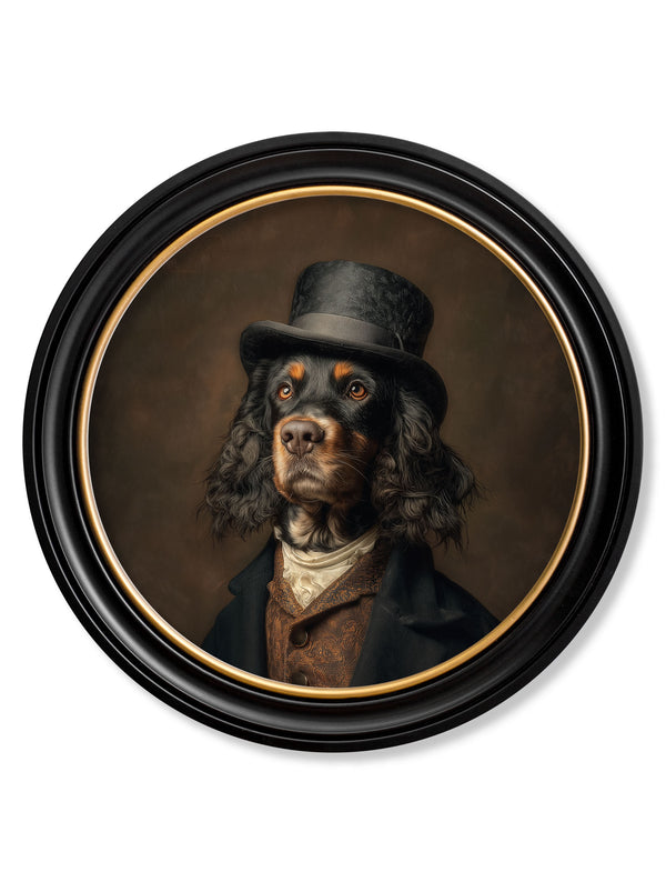 Duke Gordy of Tails - Gentleman Gordon Setter Oxford round frame