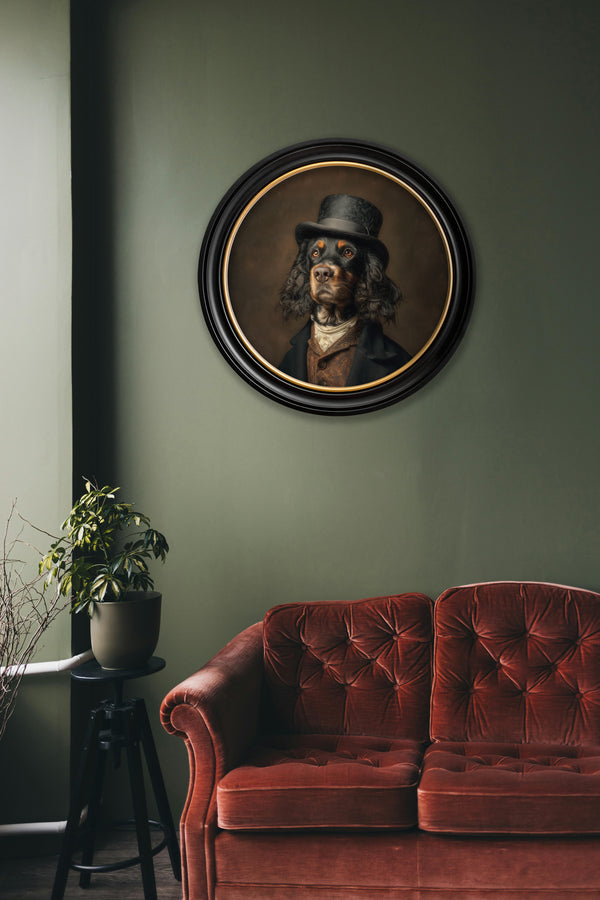 Duke Gordy of Tails - Gentleman Gordon Setter Oxford Round Frame
