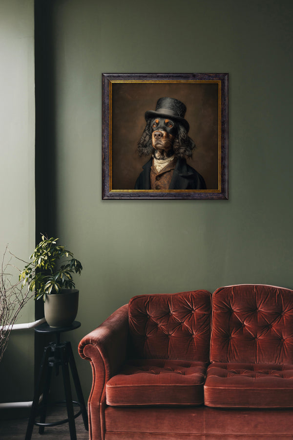 Duke Gordy of Tails - Gentleman Gordon Setter Oxford Square Frame