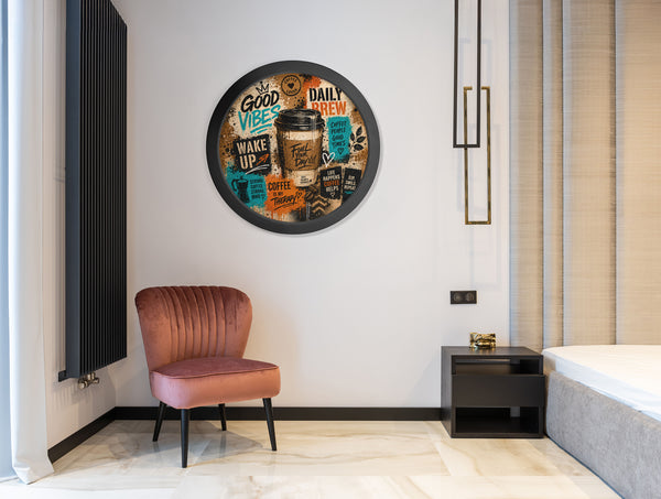 The Coffee Graffiti - Slim Black Round Frame