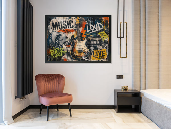 The Guitar Strat Graffiti - Slim Black Frame