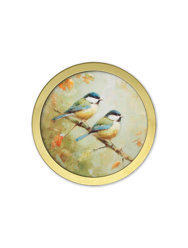 Garden Birds - 30cm Gold Round Box Frame