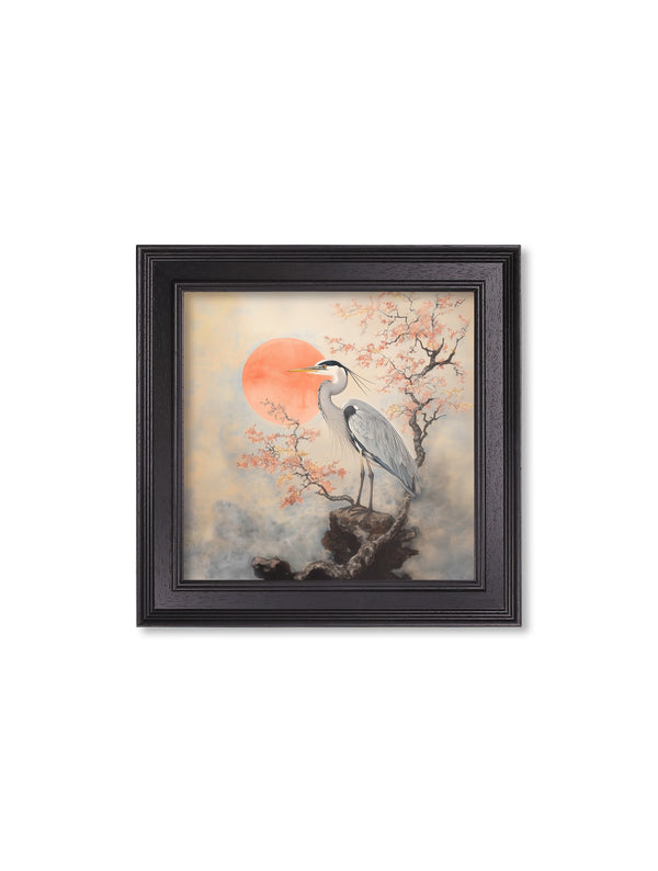Japanese Twin Herons - Black Hurstwood Square Frame