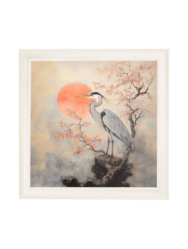 Japanese Twin Herons - Cream Hurstwood Square Frame