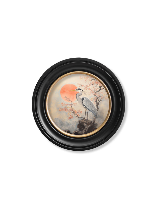 Japanese Twin Herons - Oxford Round Frame