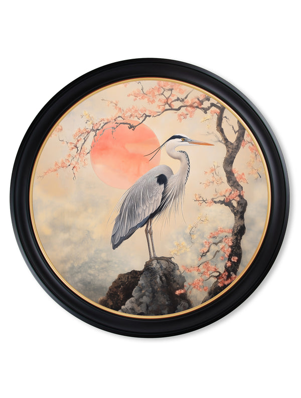 Japanese Twin Herons - Oxford Round Frame