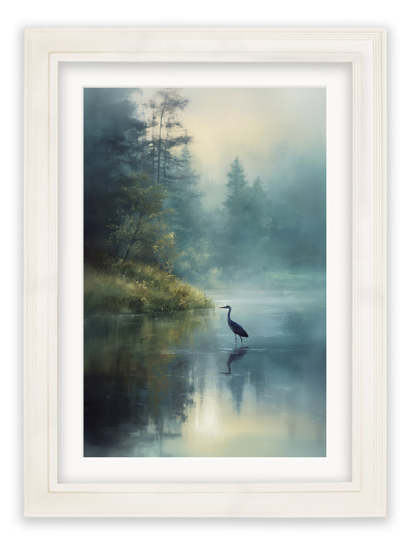 Misty Lake Heron - Cream Hurstwood Frame