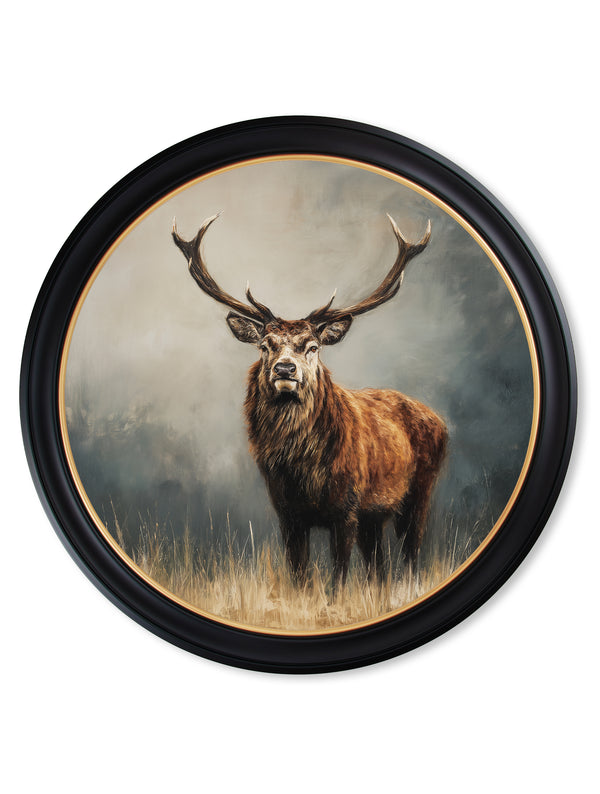 Highland Stag - Oxford Round Frame