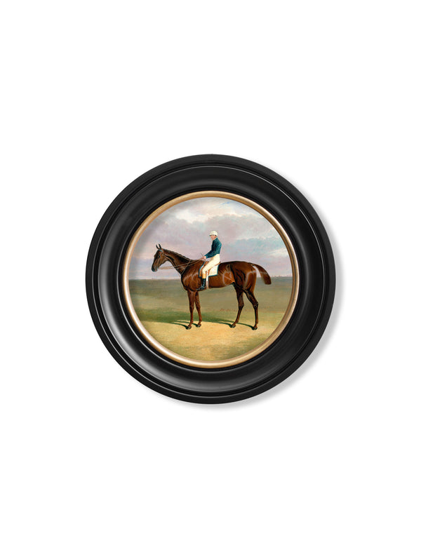 c.1840 Horse and Jockey - Round Frame