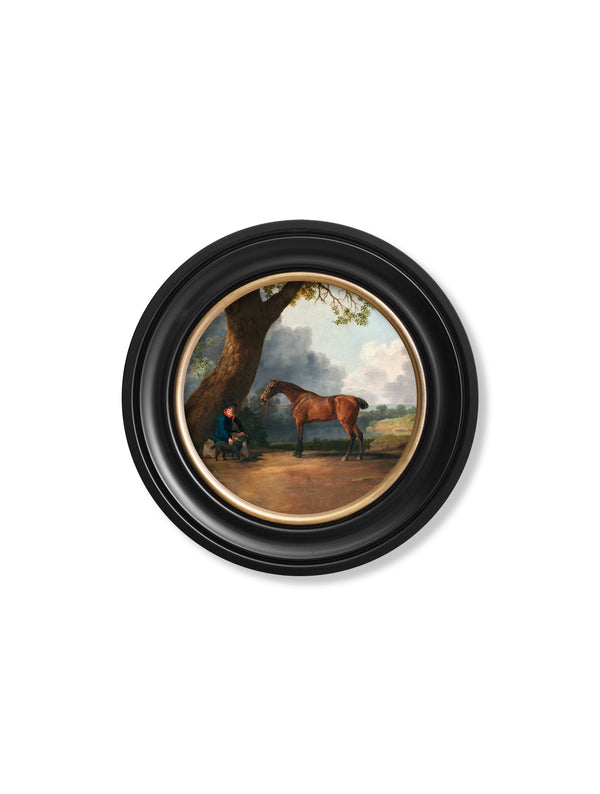 c.1763 George Stubb's Horse and Groom - Round Frame