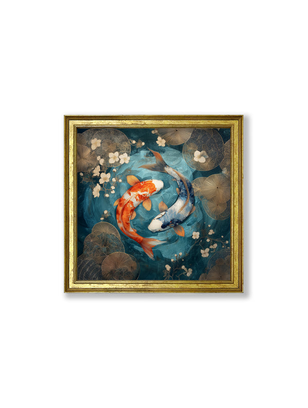 Japanese Koi Carp Dusk - Gold Hurstwood Square Frame