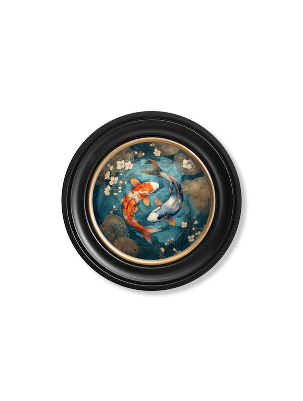 Japanese Koi Carp Dusk -  Oxford Round Frame