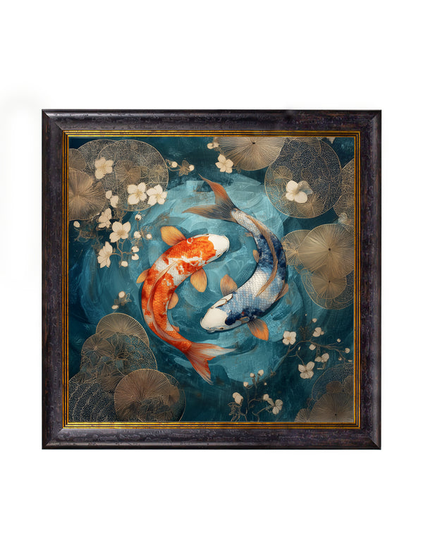Japanese Koi Carp Dusk -  Oxford Square Frame