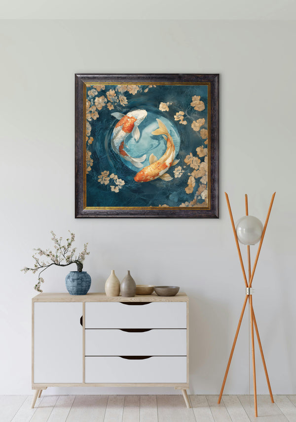 Japanese Koi Carp Dawn -  Oxford Square Frame