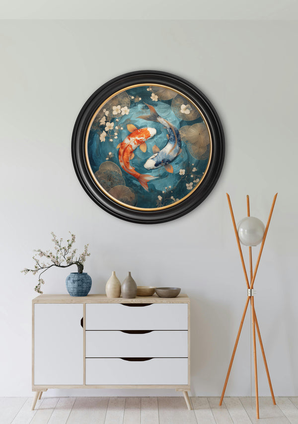 Japanese Koi Carp Dusk -  Oxford Round Frame