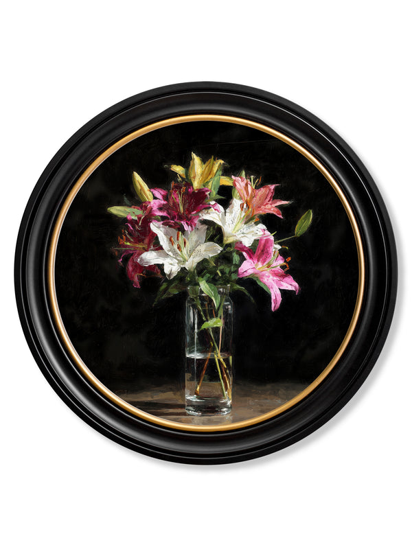 Lilies After Dark - Oxford Round Frame
