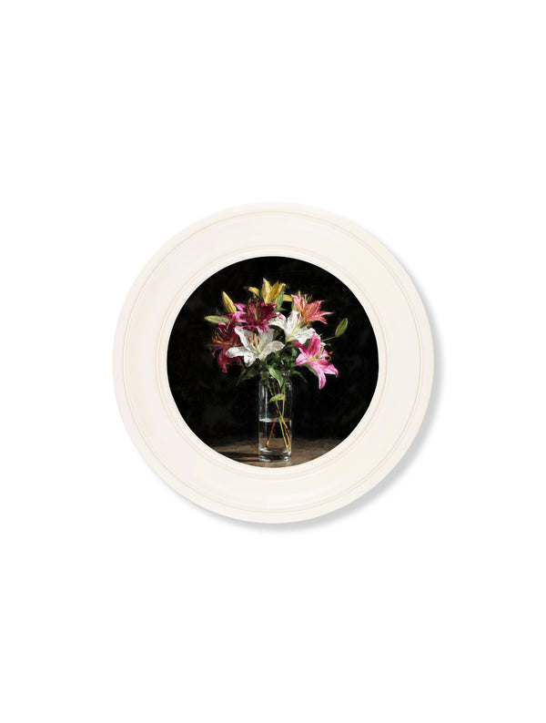 Lilies After Dark - Oxford Strong White Round Frame