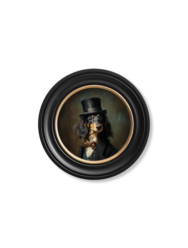 Sir Sausageworth - Gentleman Dachshund Oxford round frame
