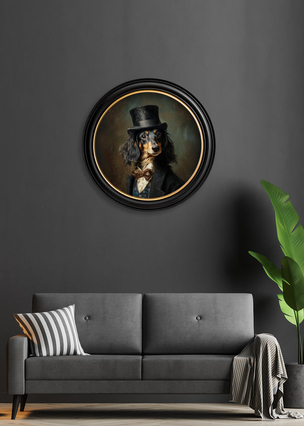 Sir Sausageworth - Gentleman Dachshund Oxford Round Frame