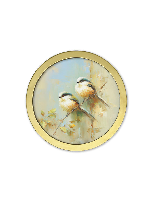 Garden Birds - 30cm Gold Round Box Frame
