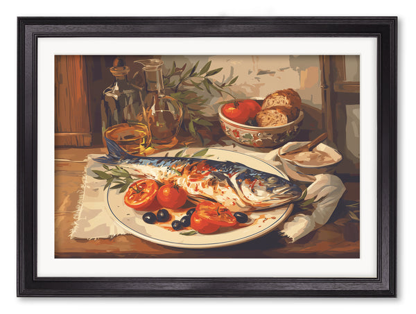 Mediterranean Fish Supper - Black Hurstwood Frame