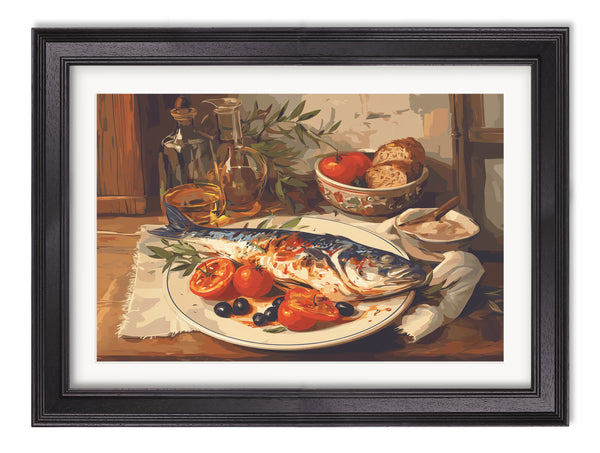 Mediterranean Fish Supper - Black Hurstwood Frame