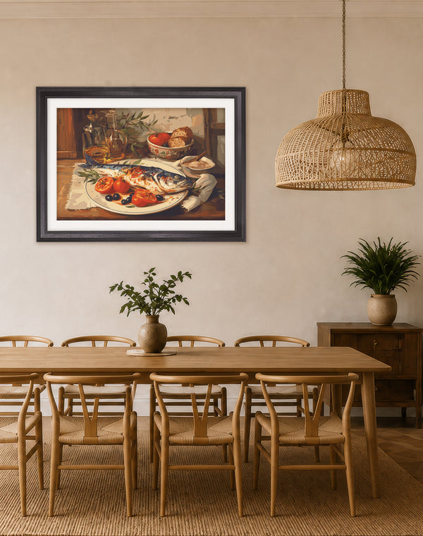 Mediterranean Fish Supper - Black Hurstwood Frame