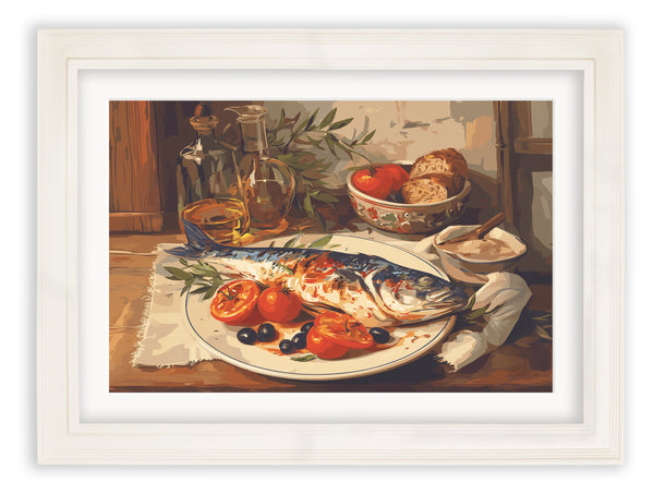 Mediterranean Fish Supper - Cream Hurstwood Frame