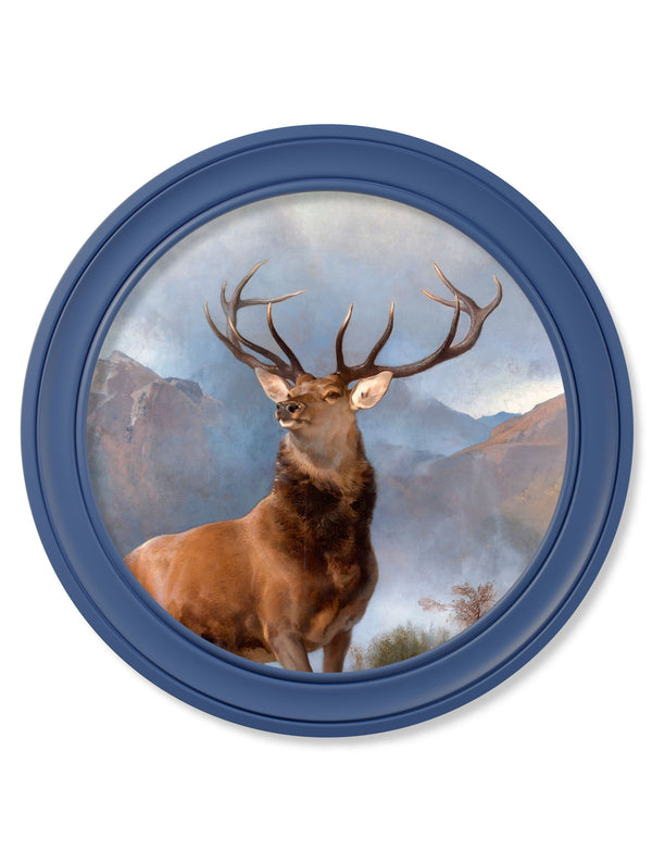 c.1851 Monarch of The Glen - Round Frame Blue