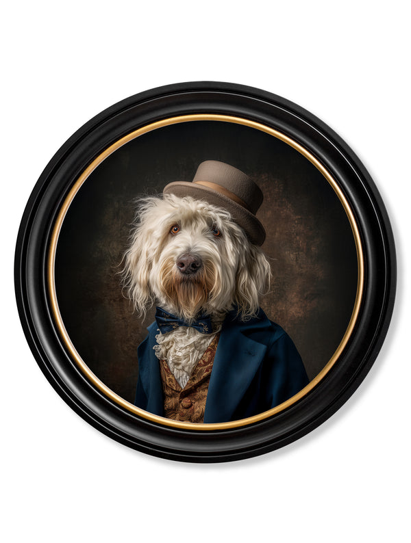 Sir Wooliam - Gentleman Old English Sheepdog Oxford round frame