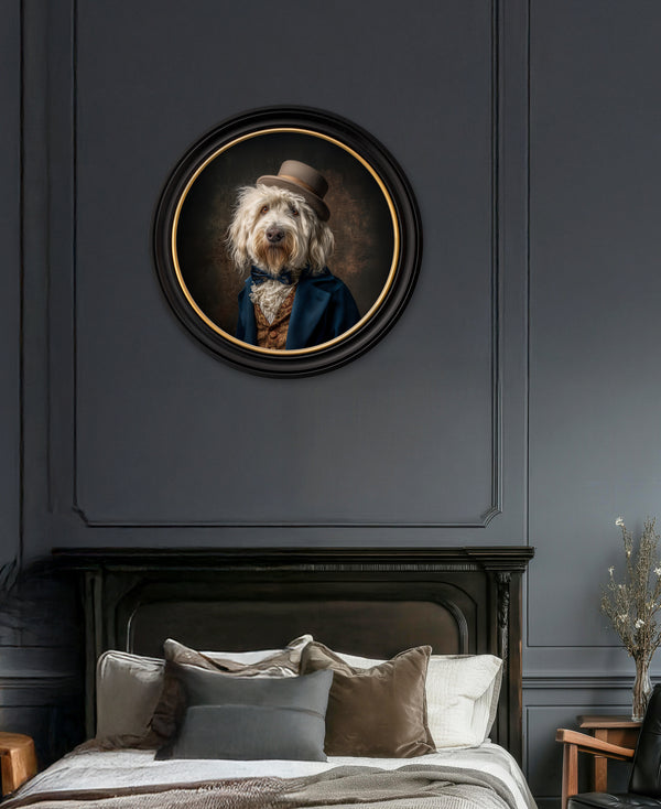 Sir Wooliam - Gentleman Old English Sheepdog Oxford Round Frame