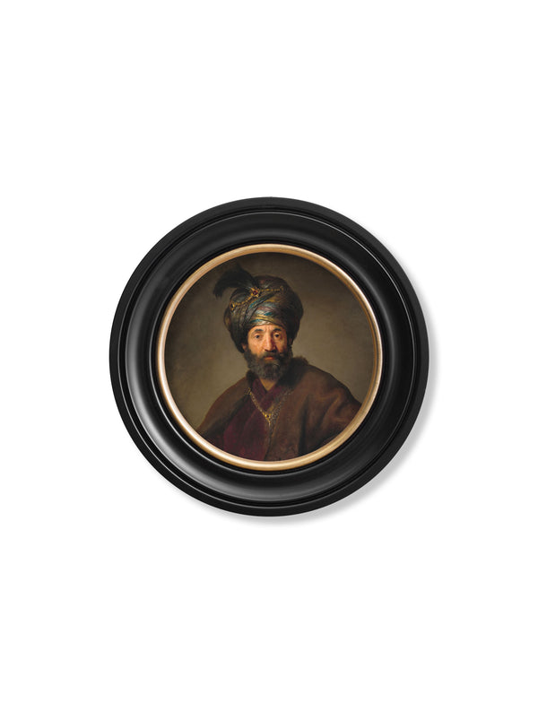c.17th Century Rembrandt's Oriental Gentlemen - Round Frame