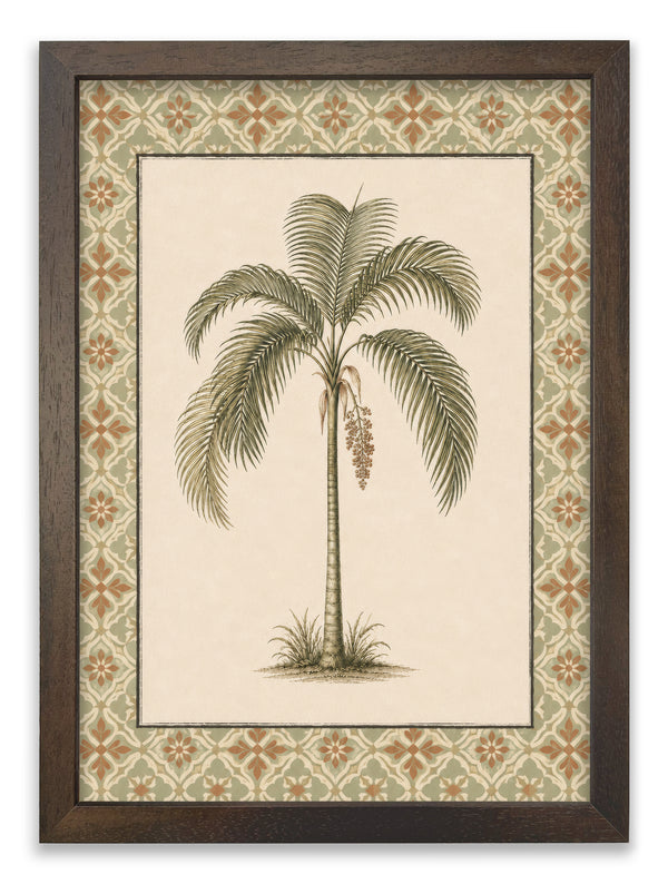 Vintage Palms with Patterned Mount - Slim Coffee Brown Frame
