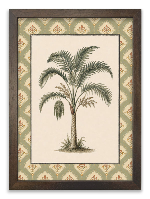 Vintage Palms with Patterned Mount - Slim Coffee Brown Frame