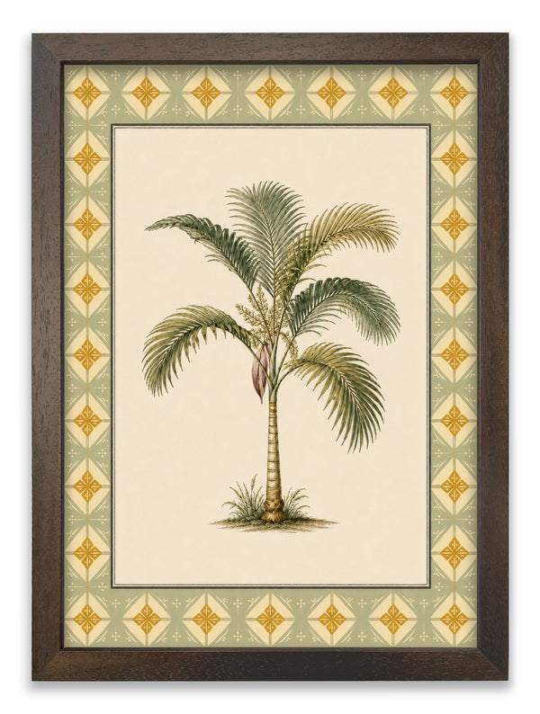 Vintage Palms with Patterned Mount - Slim Coffee Brown Frame