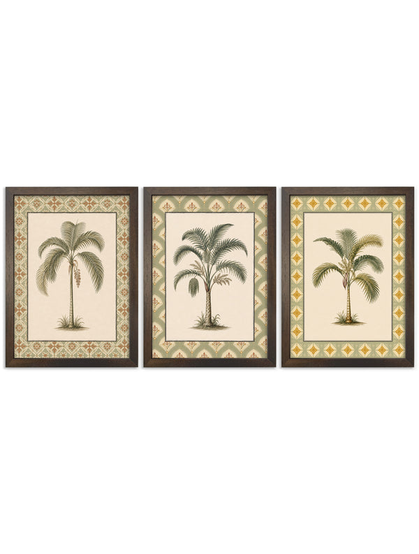 Vintage Palms with Patterned Mount - Slim Coffee Brown Frame