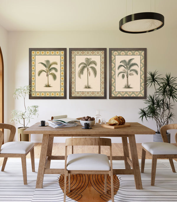 Vintage Palms with Patterned Mount - Slim Coffee Brown Frame