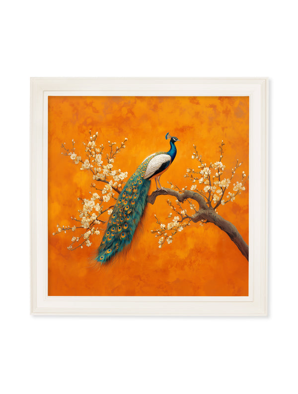 Peacocks In Saffron Garden - Cream Hurstwood Square Frame