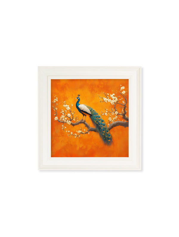 Peacocks In Saffron Garden - Cream Hurstwood Square Frame