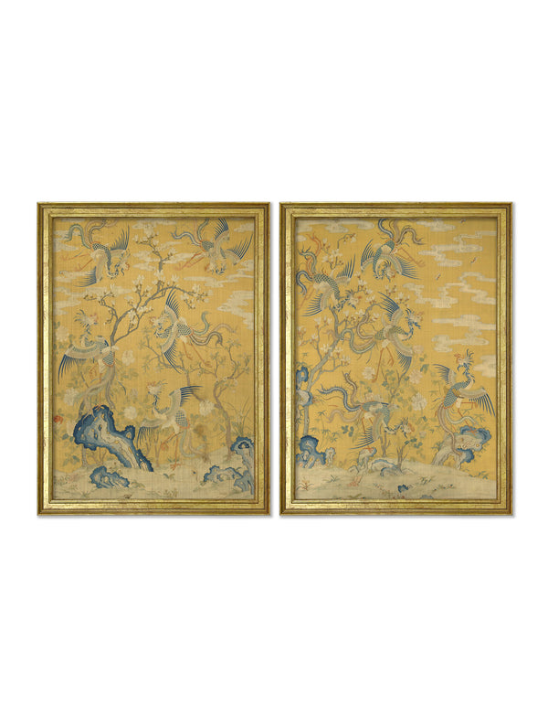Phoenixes in a Garden Set of 2