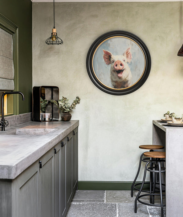 The Giggly Pig - Oxford Round Frame