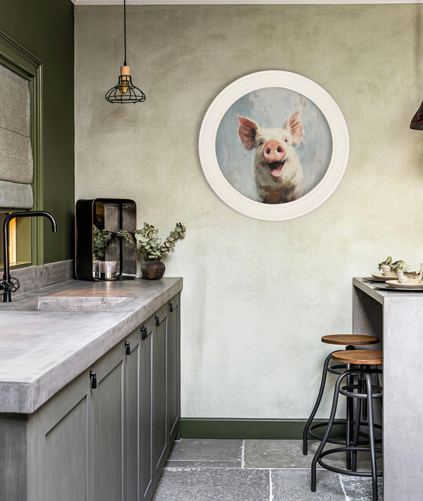 The Giggly Pig - Oxford Strong White Round Frame