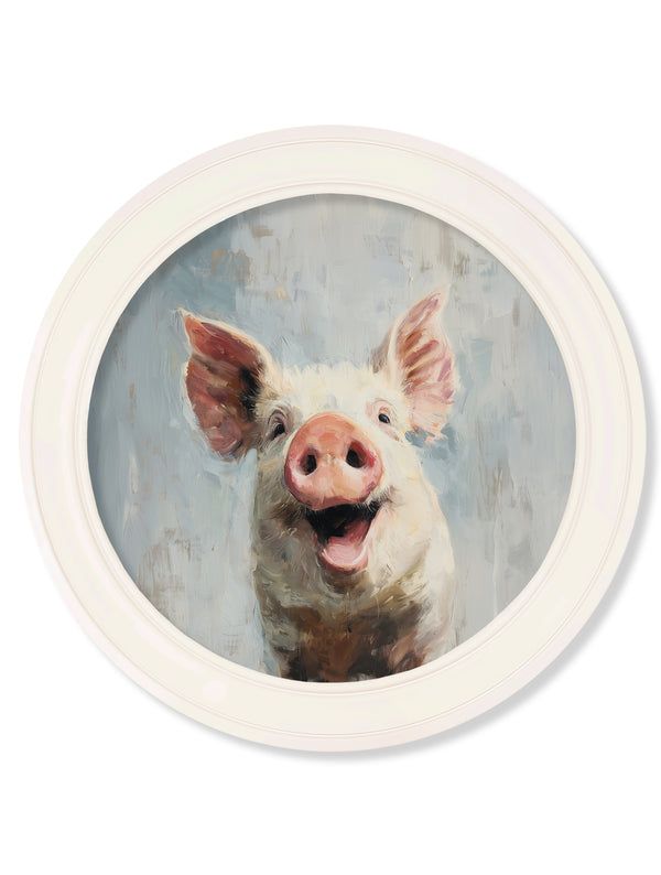 The Giggly Pig - Oxford Strong White Round Frame