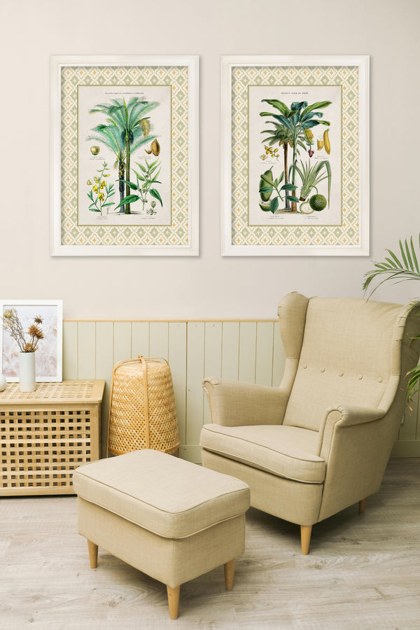 c.1877 Plants Used as Food and Clothing with Tile Mount - Cream Hurstwood Frame