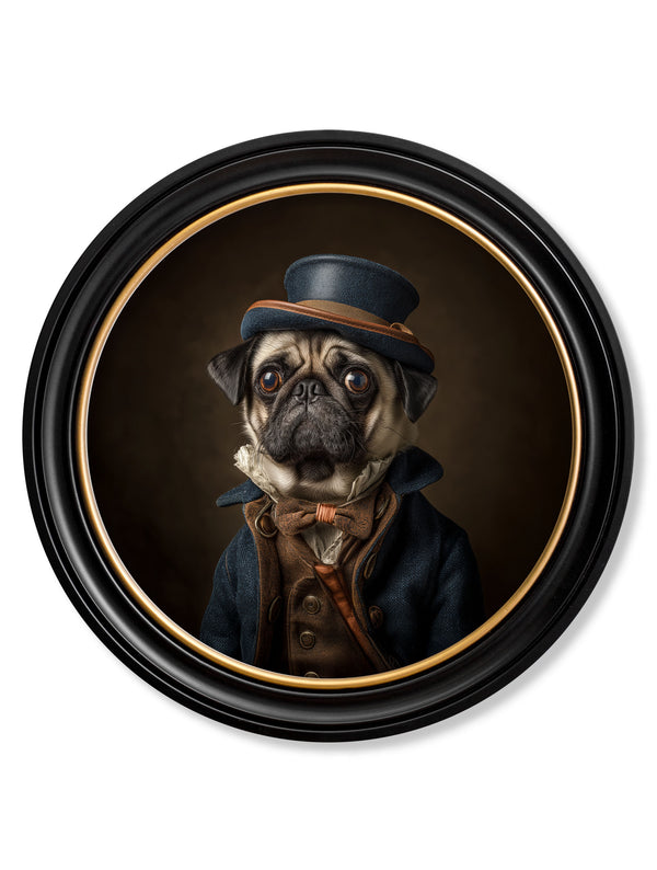 Sir Puggington - Gentleman Pug Oxford round frame