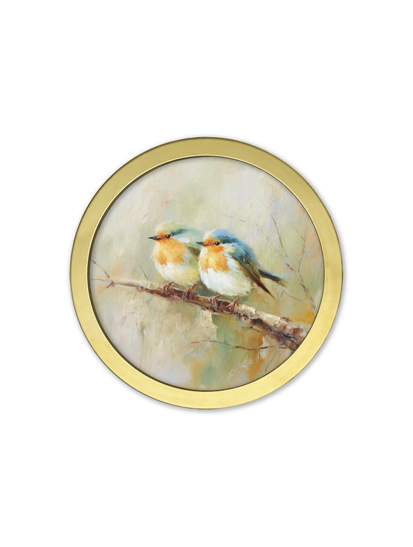 Garden Birds - 30cm Gold Round Box Frame