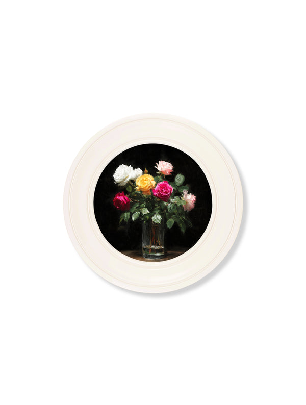 Roses After Dark - Oxford Strong White Round Frame