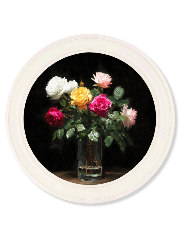 Roses After Dark - Oxford Strong White Round Frame